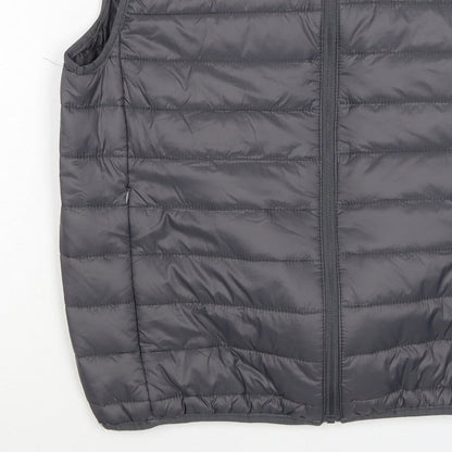 Brave Soul Men Grey M Quilted Puffer Gilet Padded Full Zip Waistcoat