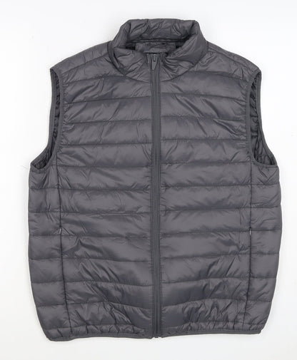 Brave Soul Men Grey M Quilted Puffer Gilet Padded Full Zip Waistcoat