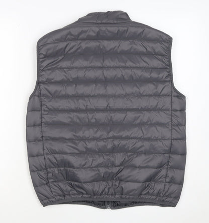 Brave Soul Men Grey M Quilted Puffer Gilet Padded Full Zip Waistcoat