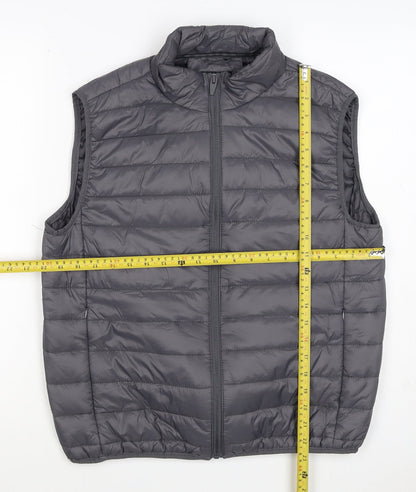 Brave Soul Men Grey M Quilted Puffer Gilet Padded Full Zip Waistcoat