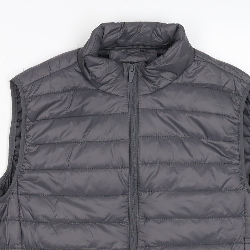 Brave Soul Men Grey M Quilted Puffer Gilet Padded Full Zip Waistcoat