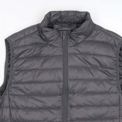 Brave Soul Men Grey M Quilted Puffer Gilet Padded Full Zip Waistcoat