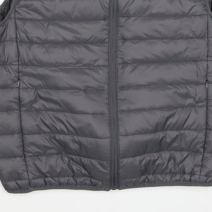 Brave Soul Men Grey M Quilted Puffer Gilet Padded Full Zip Waistcoat