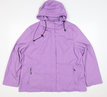 Damart Women’s Purple UK 18 Hooded Rain Jacket Zip Pockets