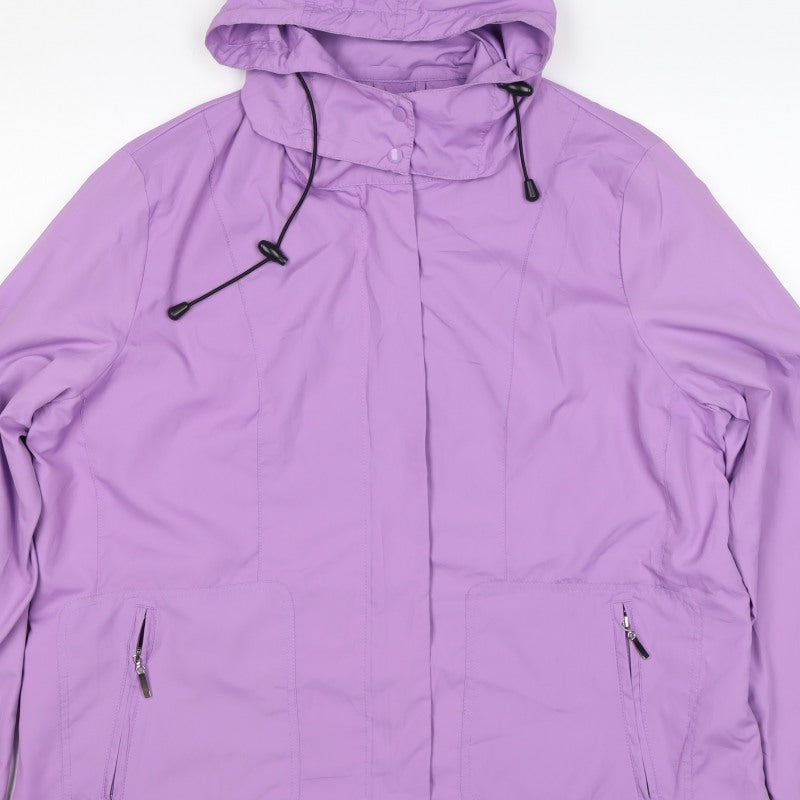 Damart Women’s Purple UK 18 Hooded Rain Jacket Zip Pockets