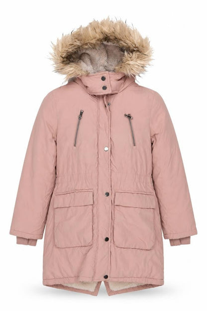 Next Girls Pink 9 Years Faux Fur Hooded Padded Parka Coat