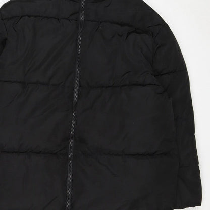 ASOS DESIGN Women’s Black S Puffer Jacket Long Quilted Logo