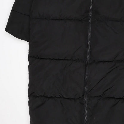 ASOS DESIGN Women’s Black S Puffer Jacket Long Quilted Logo