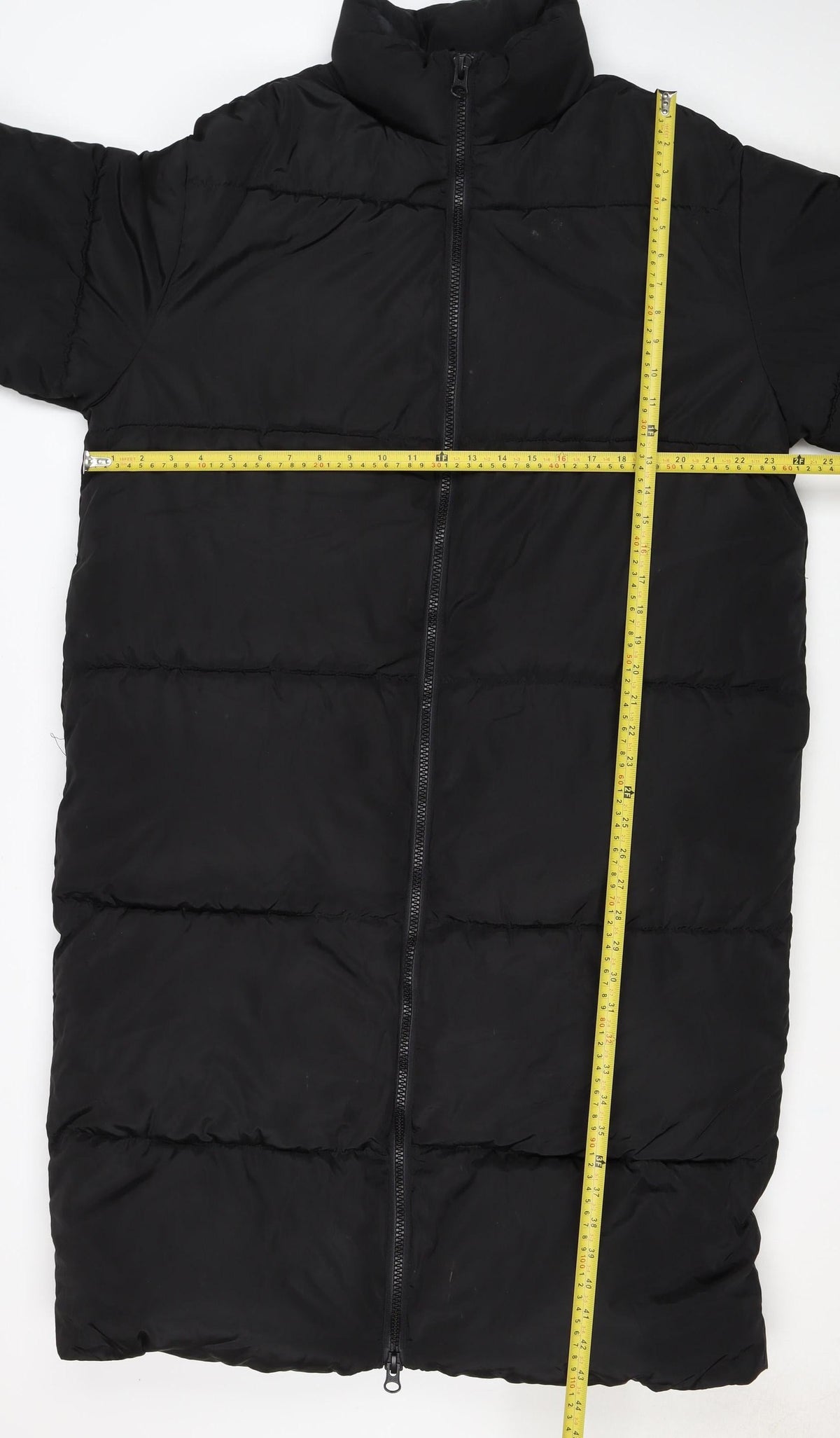 ASOS DESIGN Women’s Black S Puffer Jacket Long Quilted Logo