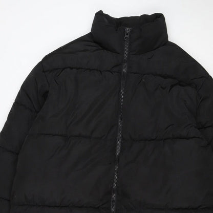 ASOS DESIGN Women’s Black S Puffer Jacket Long Quilted Logo