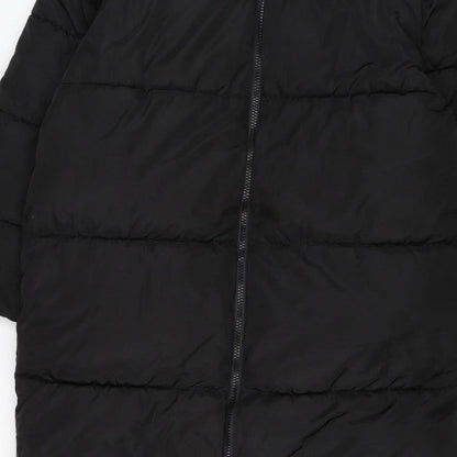 ASOS DESIGN Women’s Black S Puffer Jacket Long Quilted Logo