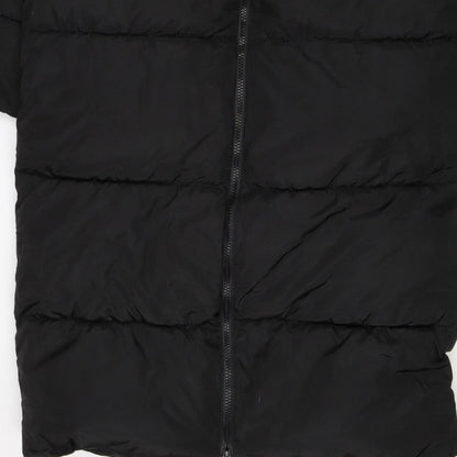 ASOS DESIGN Women’s Black S Puffer Jacket Long Quilted Logo