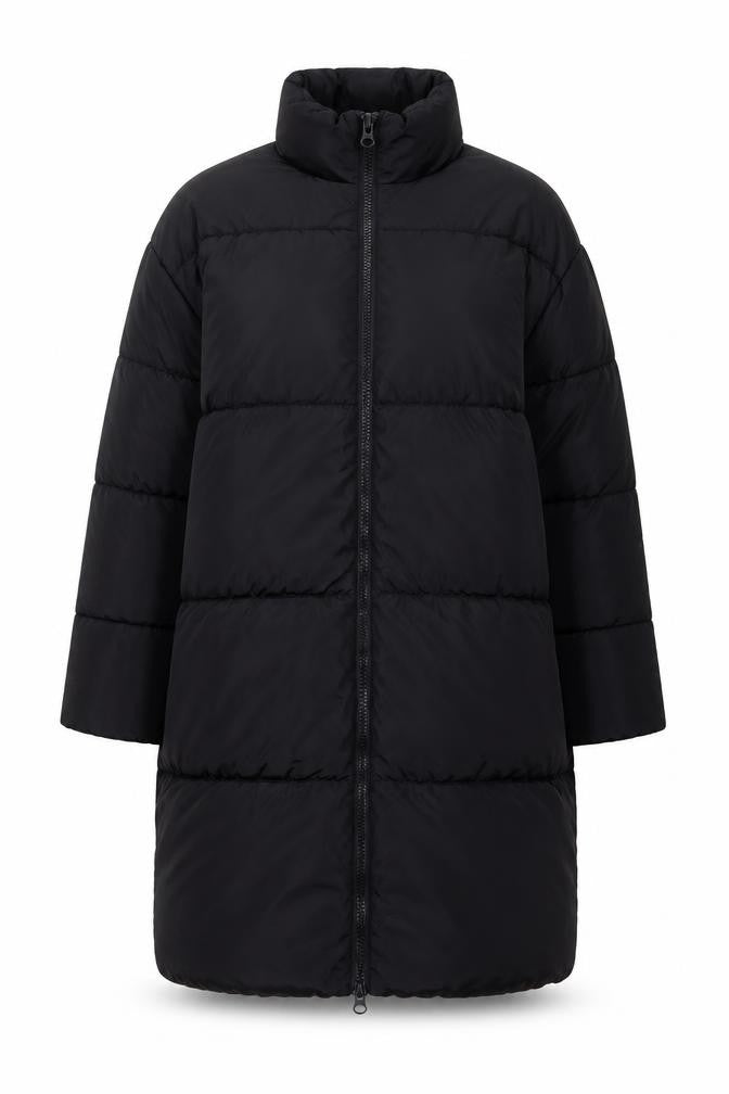 ASOS DESIGN Women’s Black S Puffer Jacket Long Quilted Logo