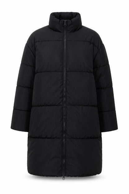 ASOS DESIGN Women’s Black S Puffer Jacket Long Quilted Logo