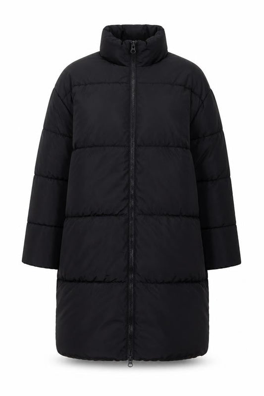 ASOS DESIGN Women’s Black S Puffer Jacket Long Quilted Logo
