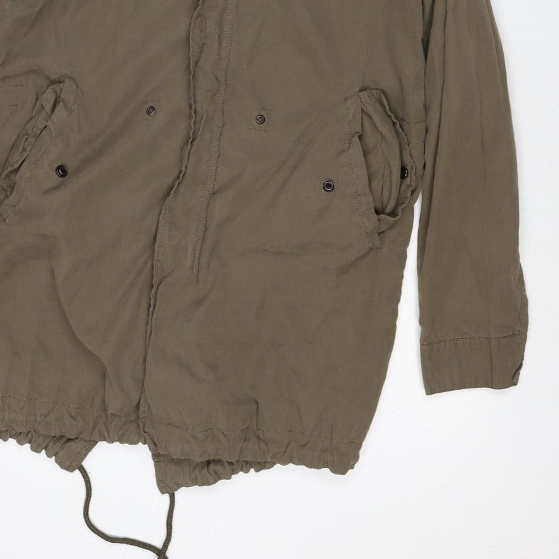 Superdry Women’s Khaki Size S Hooded Parka Jacket Lightweight