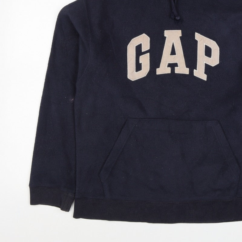 GAP Mens Blue M Fleece Pullover Hoodie Logo Pocket
