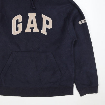 GAP Mens Blue M Fleece Pullover Hoodie Logo Pocket
