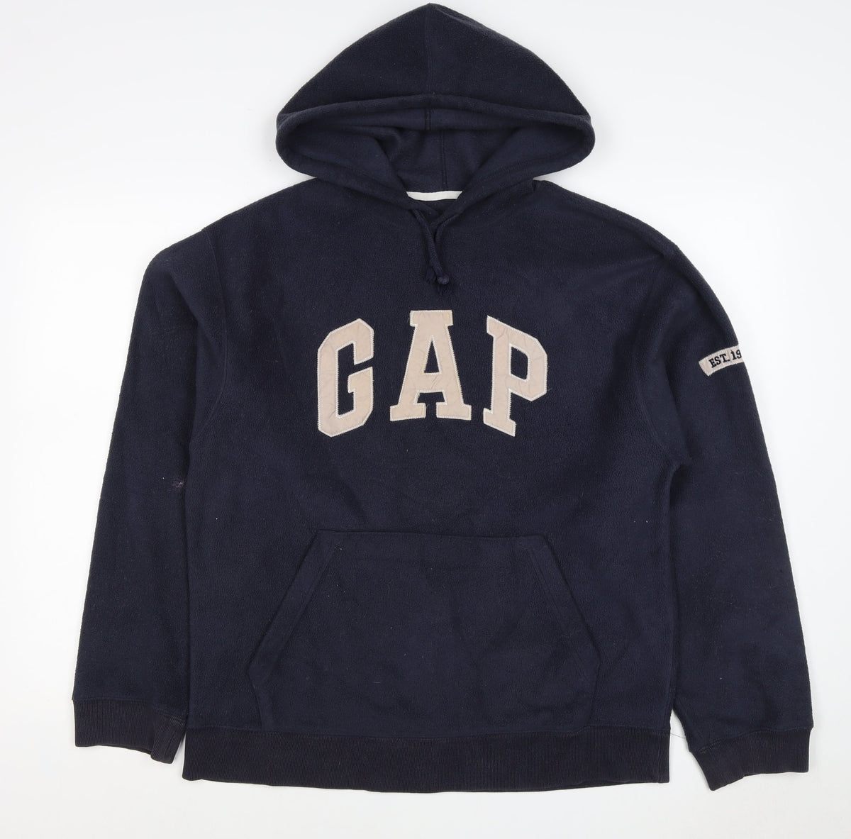 GAP Mens Blue M Fleece Pullover Hoodie Logo Pocket