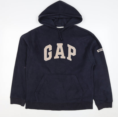 GAP Mens Blue M Fleece Pullover Hoodie Logo Pocket