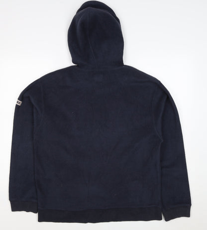 GAP Mens Blue M Fleece Pullover Hoodie Logo Pocket