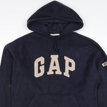 GAP Mens Blue M Fleece Pullover Hoodie Logo Pocket
