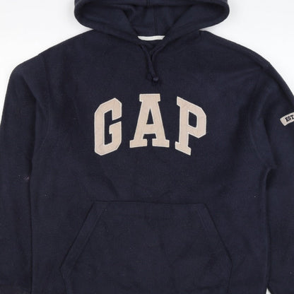GAP Mens Blue M Fleece Pullover Hoodie Logo Pocket