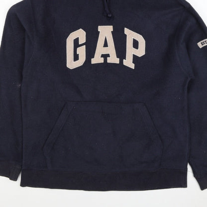 GAP Mens Blue M Fleece Pullover Hoodie Logo Pocket
