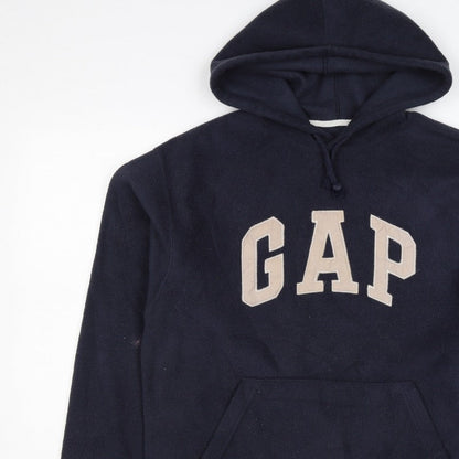 GAP Mens Blue M Fleece Pullover Hoodie Logo Pocket