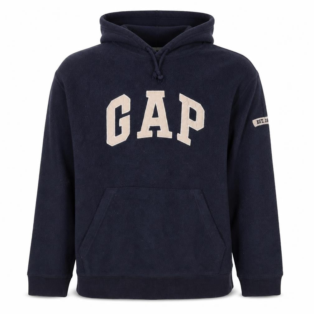 GAP Mens Blue M Fleece Pullover Hoodie Logo Pocket