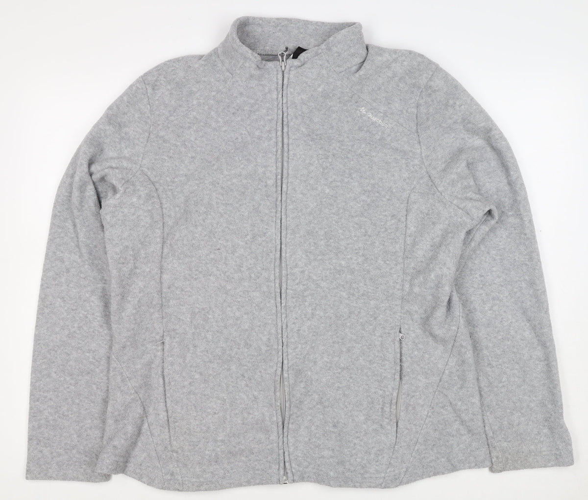 Quechua Men Grey 2XL Fleece Full Zip Hiking Jacket