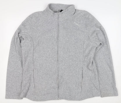 Quechua Men Grey 2XL Fleece Full Zip Hiking Jacket