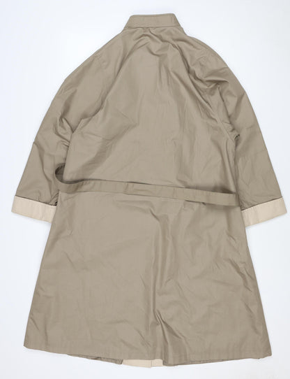 Amethyste Women's Beige Size 14 Belted Long Trench Coat Cotton Blend