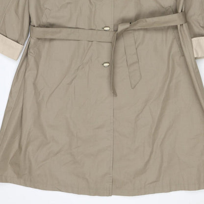 Amethyste Women's Beige Size 14 Belted Long Trench Coat Cotton Blend
