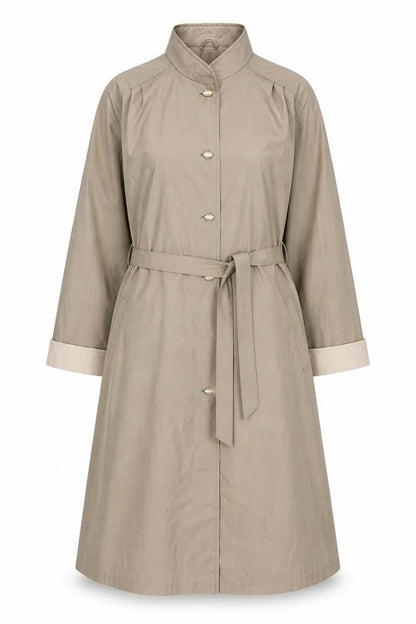 Amethyste Women's Beige Size 14 Belted Long Trench Coat Cotton Blend