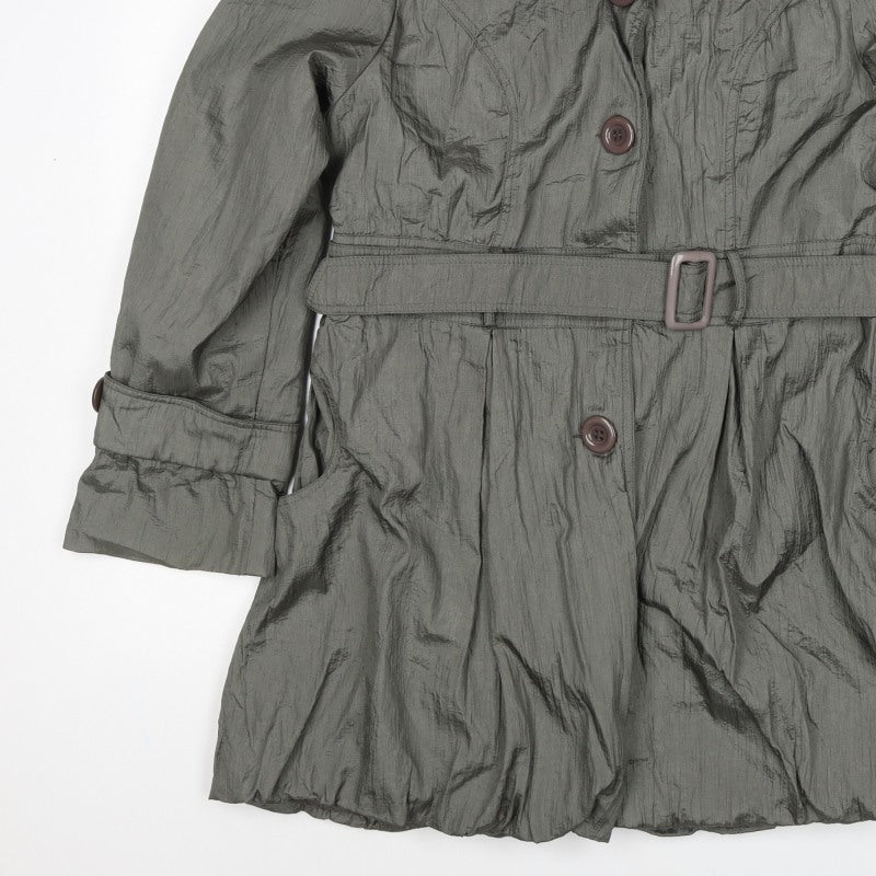 Conos Women Grey L Belted Trench Coat Buttoned Lined