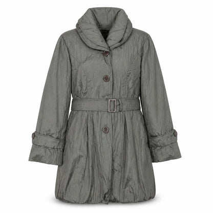 Conos Women Grey L Belted Trench Coat Buttoned Lined