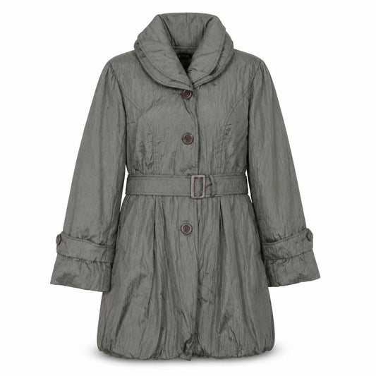 Conos Women Grey L Belted Trench Coat Buttoned Lined