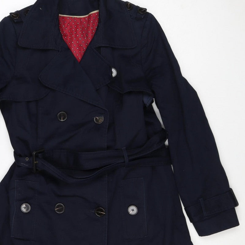 M&S Women's Navy UK 14 Belted Double-Breasted Trench Coat