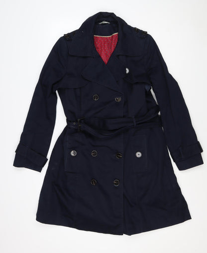 M&S Women's Navy UK 14 Belted Double-Breasted Trench Coat