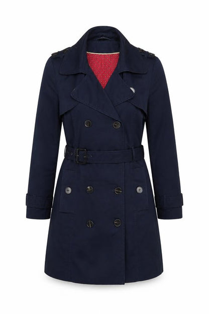 M&S Women's Navy UK 14 Belted Double-Breasted Trench Coat