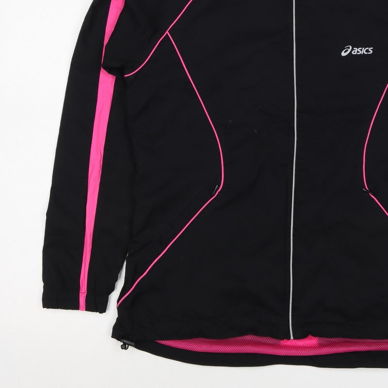 ASICS Women’s Black Pink L Windbreaker Running Jacket Full Zip