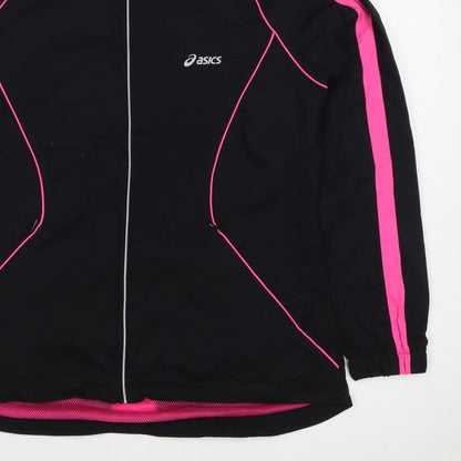 ASICS Women’s Black Pink L Windbreaker Running Jacket Full Zip