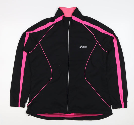 ASICS Women’s Black Pink L Windbreaker Running Jacket Full Zip