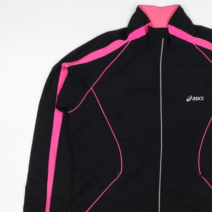 ASICS Women’s Black Pink L Windbreaker Running Jacket Full Zip