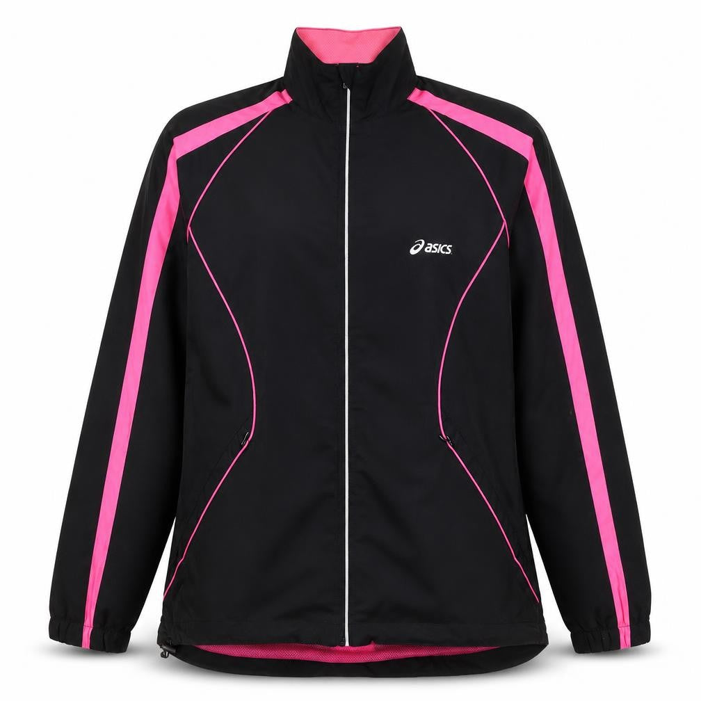 ASICS Women’s Black Pink L Windbreaker Running Jacket Full Zip