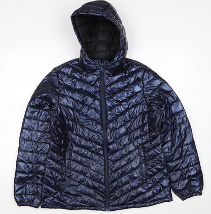 Mountain Warehouse Women’s Blue UK 14 Hooded Quilted Puffer Jacket