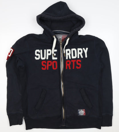 Superdry Men’s Blue 2XL Full Zip Hoodie Sports Logo Fleece