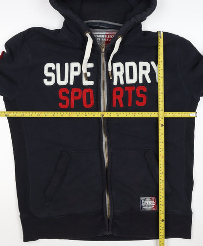 Superdry Men’s Blue 2XL Full Zip Hoodie Sports Logo Fleece