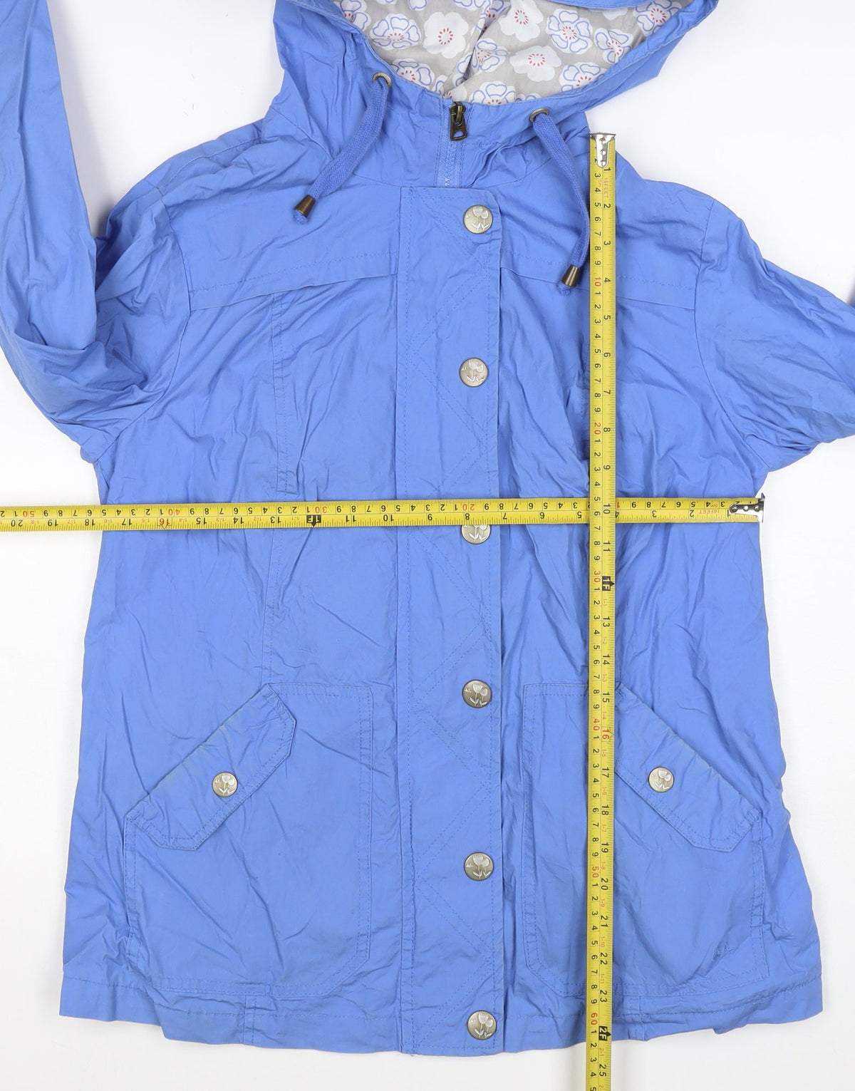 Mantaray Women’s Blue UK 12 Hooded Anorak Jacket Floral Lined